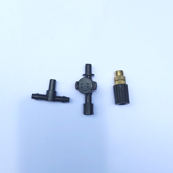 50 bộ béc phun sương 1 hướng bằng đồng kèm tê nối ống 6mm, béc phun sương làm mát, tưới lan...(tùy chọn van chống rỉ)