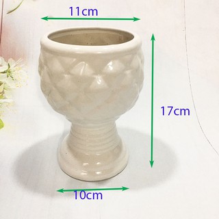 Ly cắm hoa trồng cây Bình hoa Lọ hoa gốm sứ dáng tròn có chân dễ tạo kiểu căm hoa đẹp