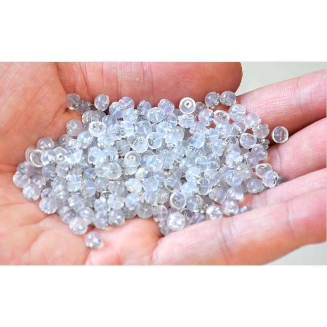 Chốt bông tai bạc bọc silicon (một đôi)
