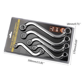 Com * 5x Bộ Cờ Lê Hình Chữ S 10mm đến 19mm Thiết Thực Đôi 12 Điểm Hộp Đầu Dụng Cụ Sửa Chữa Cờ Lê Phong Cách S Cho Bị Tinh Chế
