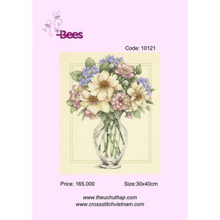 Tranh thêu chữ thập bình hoa 10121