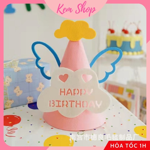 Mũ sinh nhật vải dạ 3D, mũ Happy Birthday dễ thương nhiều mẫu - Kemshop K316