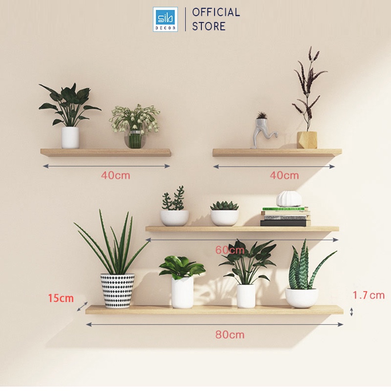 Ảnh Kệ Ngang Treo Tường Trang Trí Dài 20 cm Đến 80 cm Kết Cấu Giấu Chân SIB Decor 2