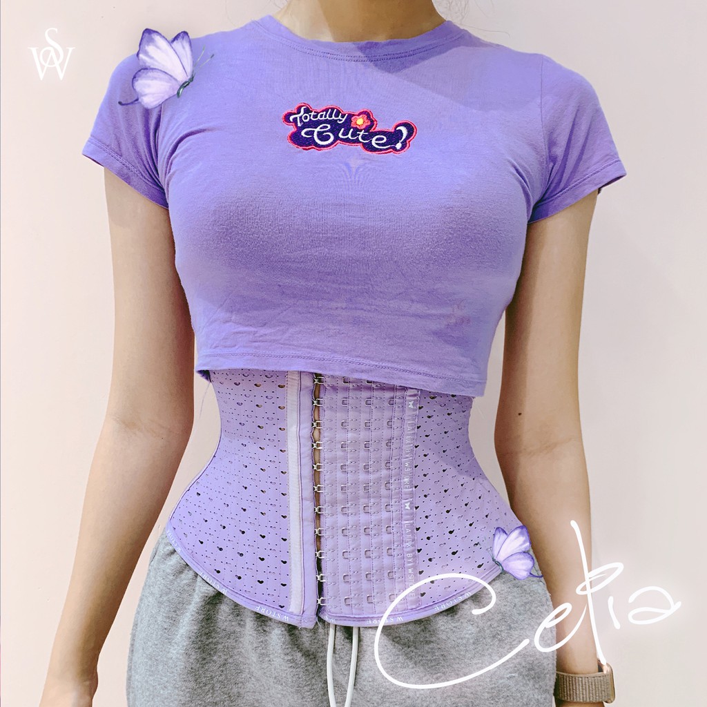 Ảnh Đai Nịt Bụng Latex Sau Sinh - Latex Celia Tím 27 Xương Chuẩn WSTORE,Thoáng Khí 1