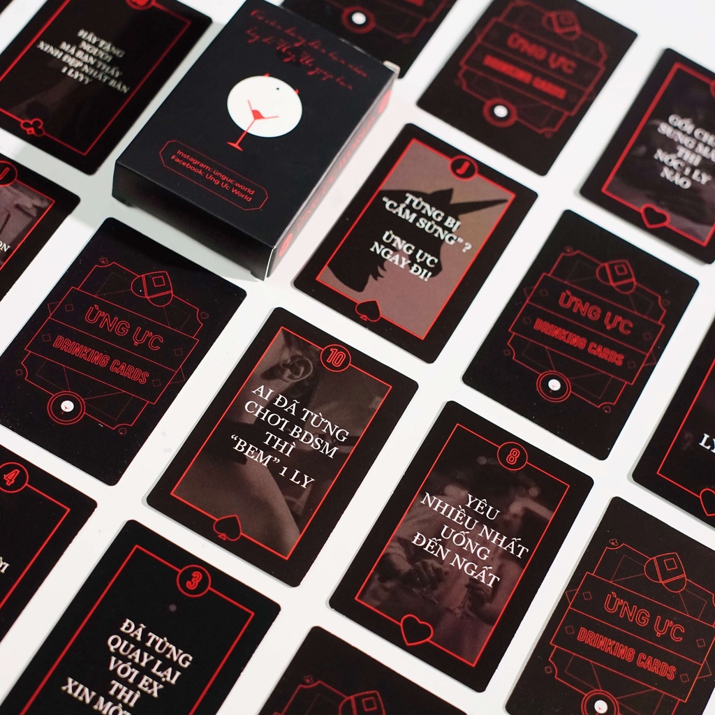 Bộ bài uống rượu Ừng Ực 1 với 52 lá, drinking game thử thách tiệc tùng với bạn bè siêu lầy, hài hước