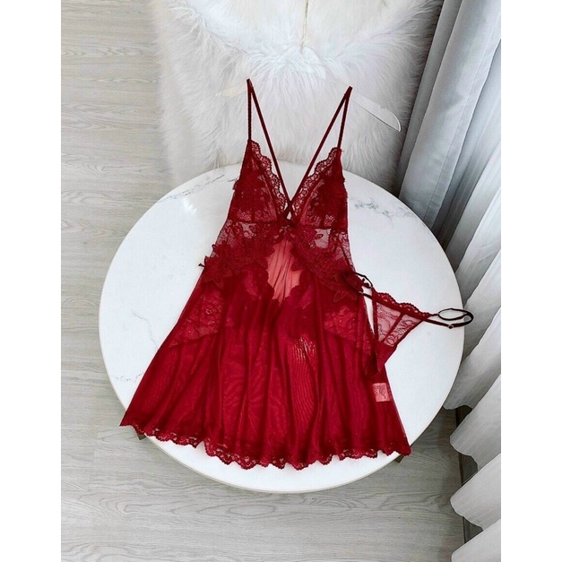 Váy ngủ lụa hai dây voan hoa phối ren cao cấp Váy mặc nhà sexy quyến rũ sang chảnh