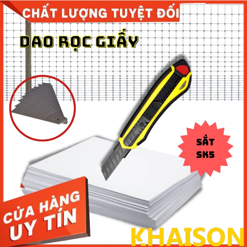 Dao rọc giấy loại xịn SK5 lưỡi to, dao trố dọc giấy tiện lợi (màu ngẫu ...