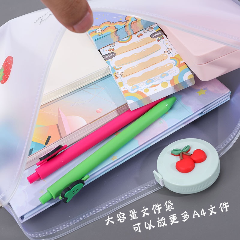 Túi zip A4 đựng tài liệu in hình dễ thương có khóa kéo