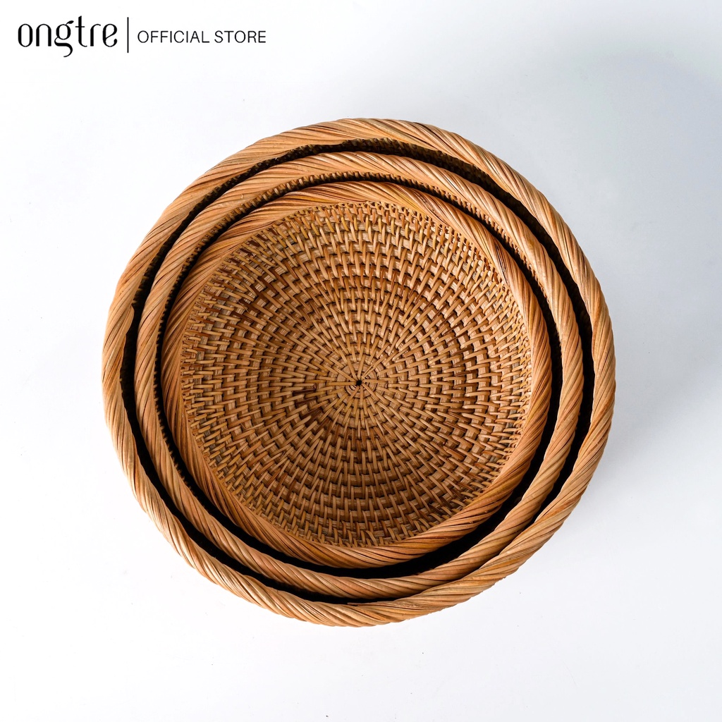 Khay Mây Guột Tròn ONGTRE, Khay Đựng Đồ Ăn, Trà Bánh, Hoa Quả, Khay Decor Nhà Cửa, Handmade, Nhà Hàng, Khách Sạn, Resort