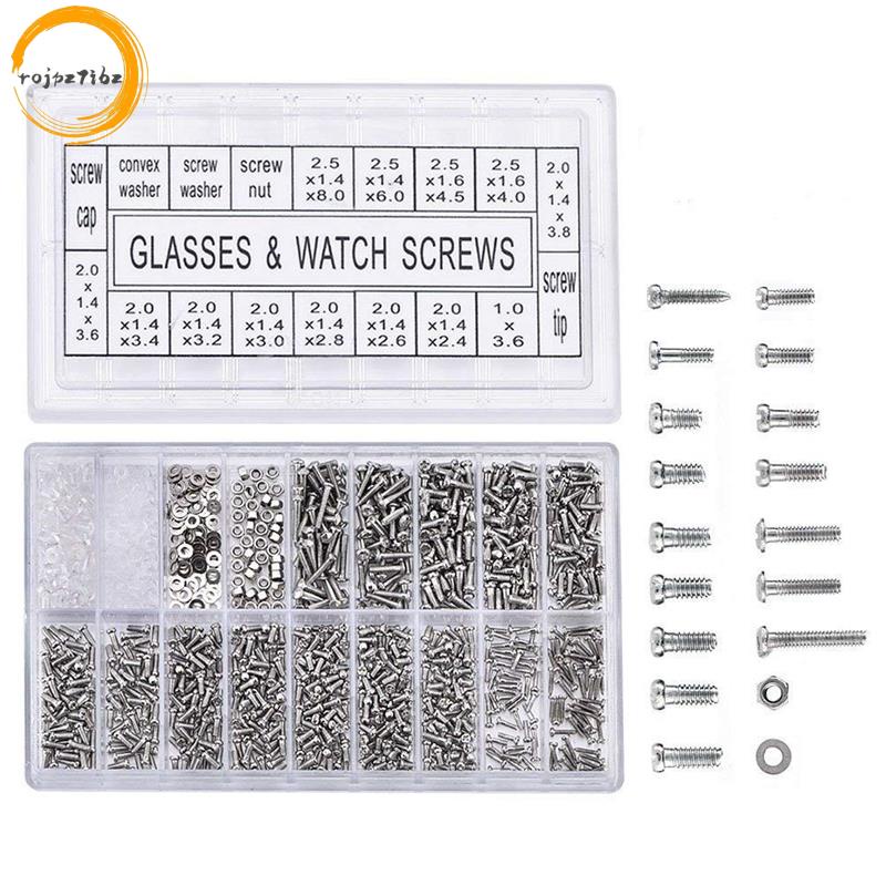 1000 Chiếc Kính Mắt Bằng Thép Không Gỉ Đồng Hồ Sửa Chữa Vít Bộ Thay Thế Bộ Ốc Vít Nhỏ Đai Ốc Các Loại Dụng Cụ Sửa Chữa Bộ