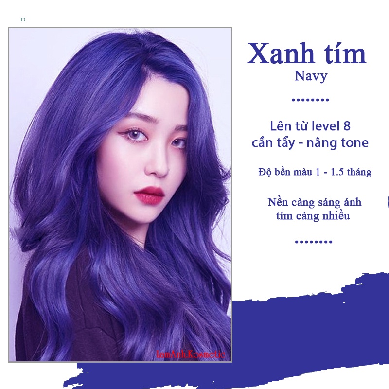 Thuốc nhuộm tóc màu XANH TÍM THAN 100ml lên chuẩn tone