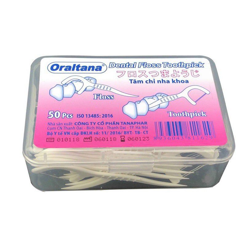 Tăm nha khoa oraltana hộp nhựa 50 cái, Vệ sinh Răng Miệng Sạch Sẽ, Răng Chắc Khỏe, An Toàn, Tiện Lợi
