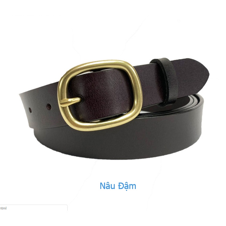 Thắt lưng, dây nịt nữ, da thật, khóa kim loại màu đồng (có ảnh thật) W10