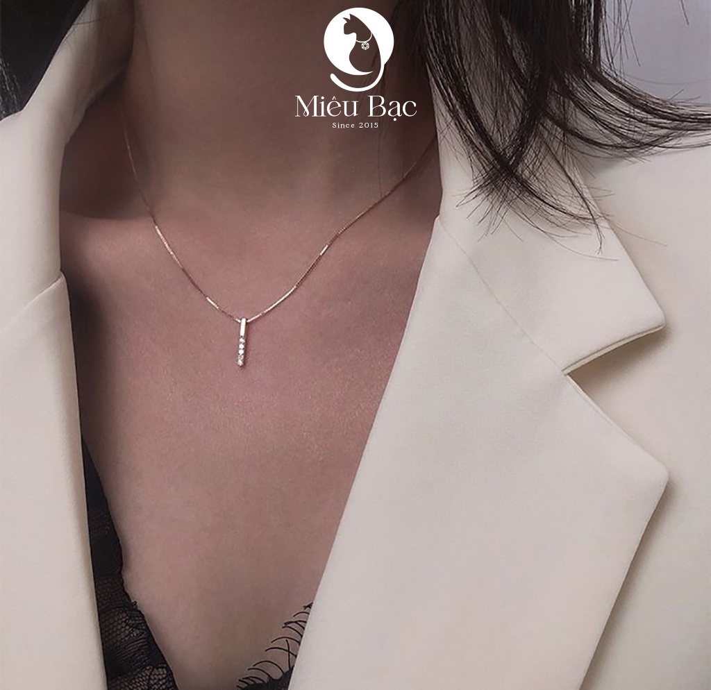 Mô tả Dây chuyền bạc nữ Miêu Bạc Classic đính đá trắng chất liệu bạc 925 thời trang phụ kiện trang sức D400374x - 8