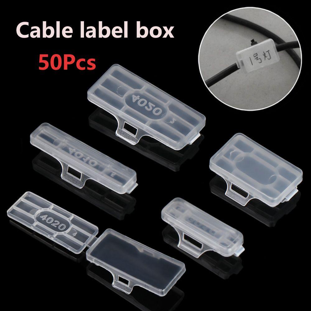 WOODNEST 50 Cái Nhãn Cáp Trong Suốt Hữu Ích Dây Buộc Cáp Hiển Thị Hộp Thẻ Ký