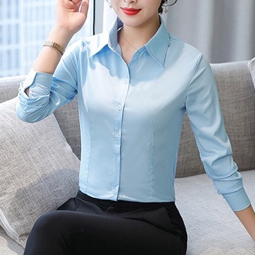 6 màu XXL Slim Red Áo Sơ Mi Xanh Nữ Tay Dài Công Sở Mặc Quần Áo Công Sở Áo Sơ Mi Trang Trọng