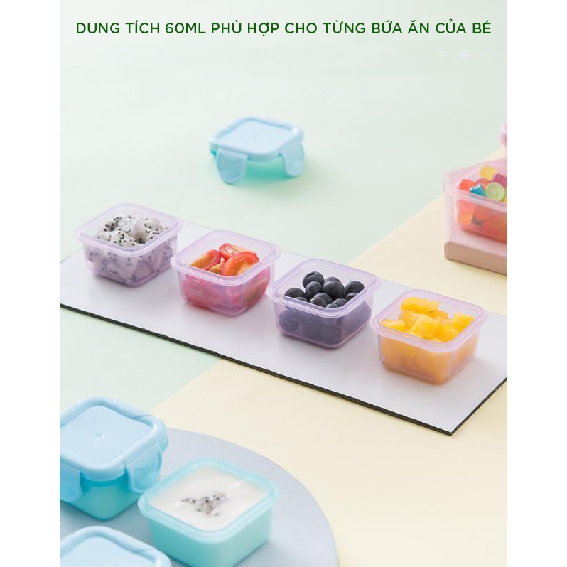 Hộp Trữ Đông Đồ Ăn Dặm Cho Bé 60ml Có Nắp An Toàn Cho Bé