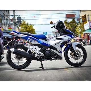 Tem trùm exciter 150 cá mập xanh trắng shark, độ team decal xe ex dán đời 2015-2020