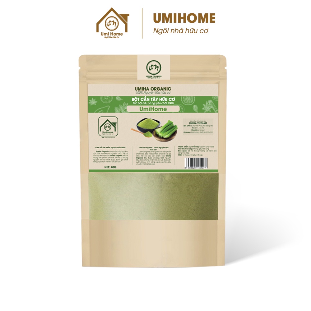 Ảnh Bột Cần Tây nguyên chất hữu cơ UMIHOME 135g - Dùng để uống và đắp mặt nạ dưỡng trắng da hiệu quả 4