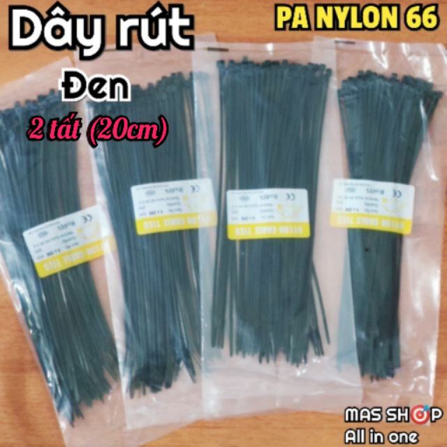 Dây rút đen 20cm / nhựa polime dẻo dai, bền bỉ chịu lực và chịu nhiệt ...