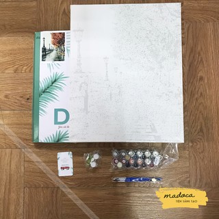 Tranh tô màu số hóa Madoca có khung 40x50cm Phố mùa Thu T106