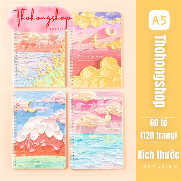 Sổ gáy lò xo A5 tranh sơn dầu phong cảnh