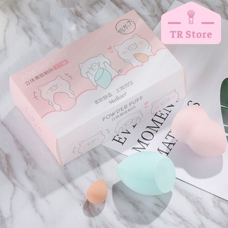 Bộ 3 mút trang điểm Malian Heo Hồng