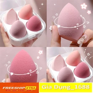 Bộ 4 mút tán trang điểm NOX💚CAM KẾT CHUẨN💚 không chứa latex cho phấn khô và kem dạng lỏng tạo lớp nền hoàn hảo