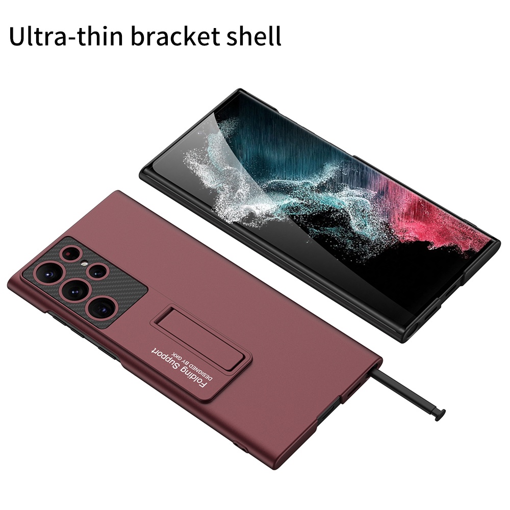 Dành Cho Samsung Galaxy S22 Ultra S24 S22 Plus S23 Ultra Ốp Lưng Từ Chân Đế Bằng Sợi Carbon Cứng Bảo Vệ Camera Vỏ Điện Thoại S21 Ốp Lưng Chống Sốc