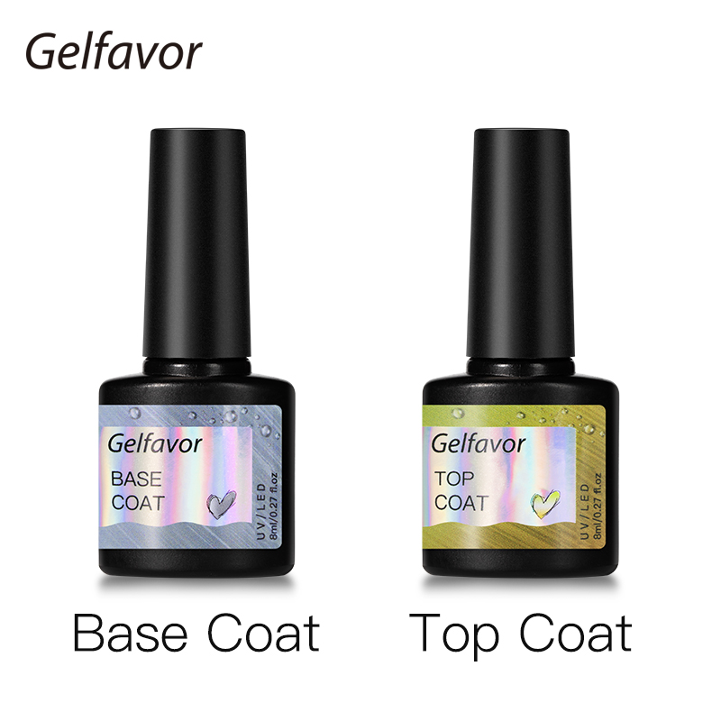 Ảnh Gelfavor 8ml Đế Coat top Coat ngâm off top Gel Ba Lan Sáng Cho Móng Tay Nghệ Thuật Thiết Kế Đèn LED / UV 2