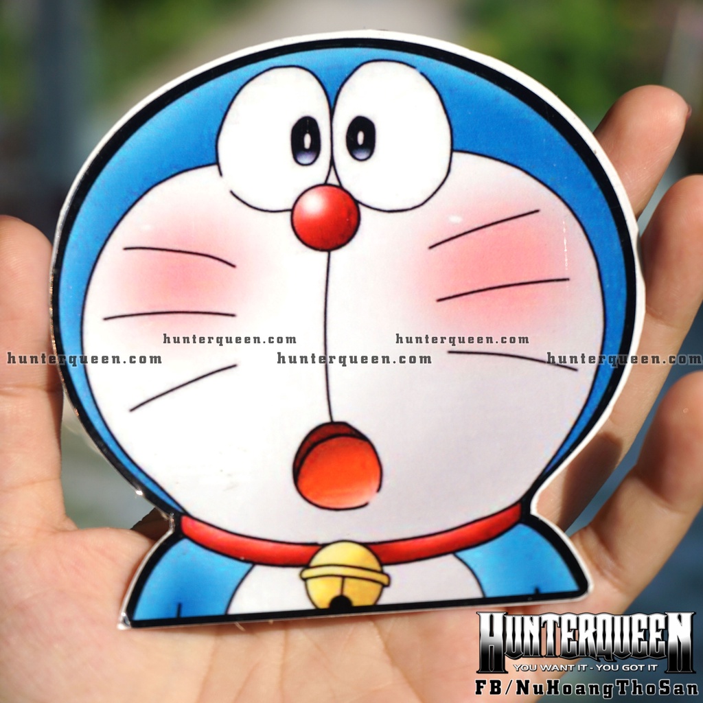 Hình dán Doraemon há hốc mồm kinh ngạc cute. Decal Sticker cao cấp chống nước, bền màu, độ dính cao