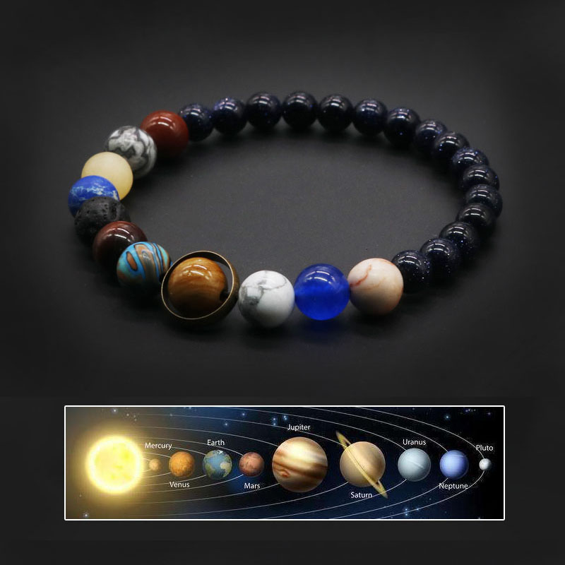 Vòng Tay Chuỗi Hạt Đá Chakra Thiên Nhiên Hệ Mặt Trời Galaxy Thời Trang Cho Nam Và Nữ