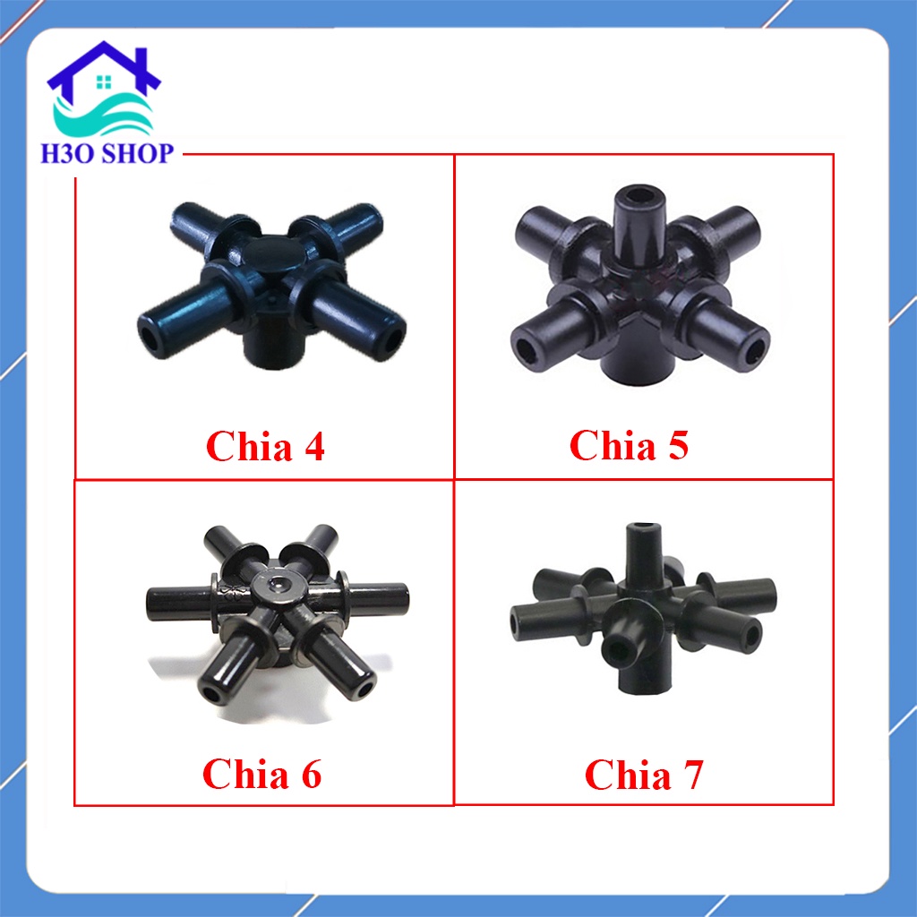 Đầu chia nhánh béc phun sương không phải chia dây- đầu chia béc phun sương 4 hướng, 5 hướng, 6 hướng, 7 hướng