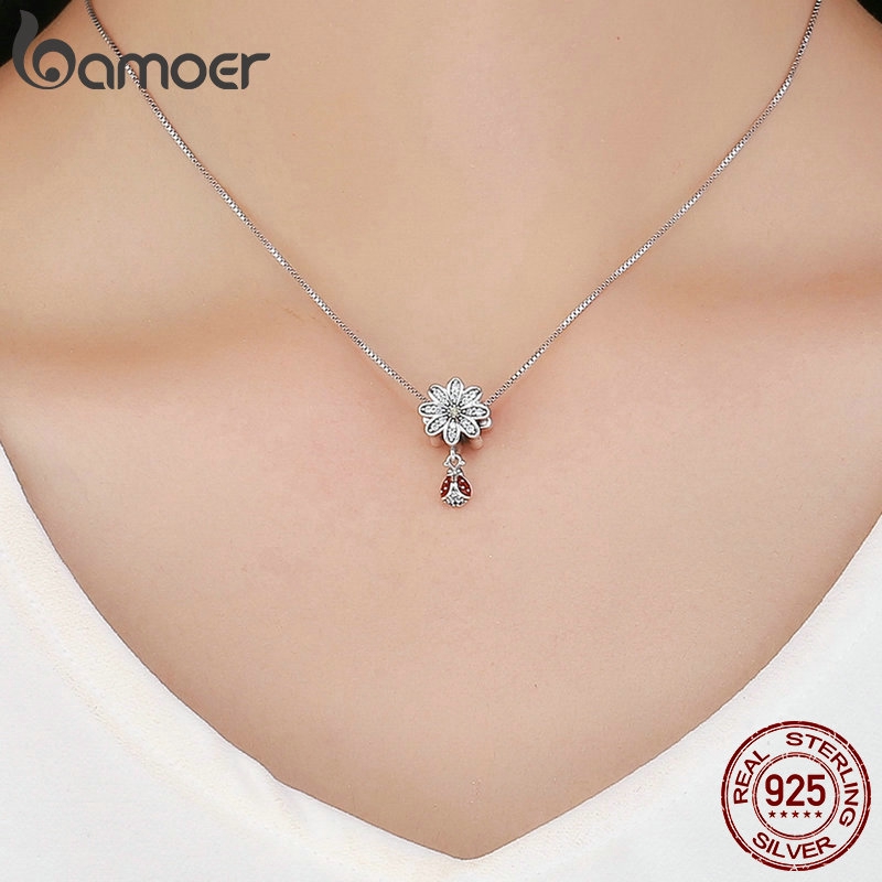 Mặt dây chuyền BAMOER SCC727 bằng bạc 925 thiết kế hình hoa cúc