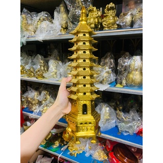 Tháp Văn Xương 9 tầng bằng đồng thật Cỡ lớn cao 39cm 30cm Vật phẩm phong thủy học hành thăng tiến trang trí Quà tặng