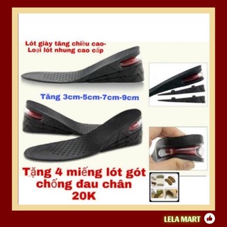 Cặp lót giày độn đế tăng chiều cao (Loại cao su đúc, có miếng lót nhung cao cấp)