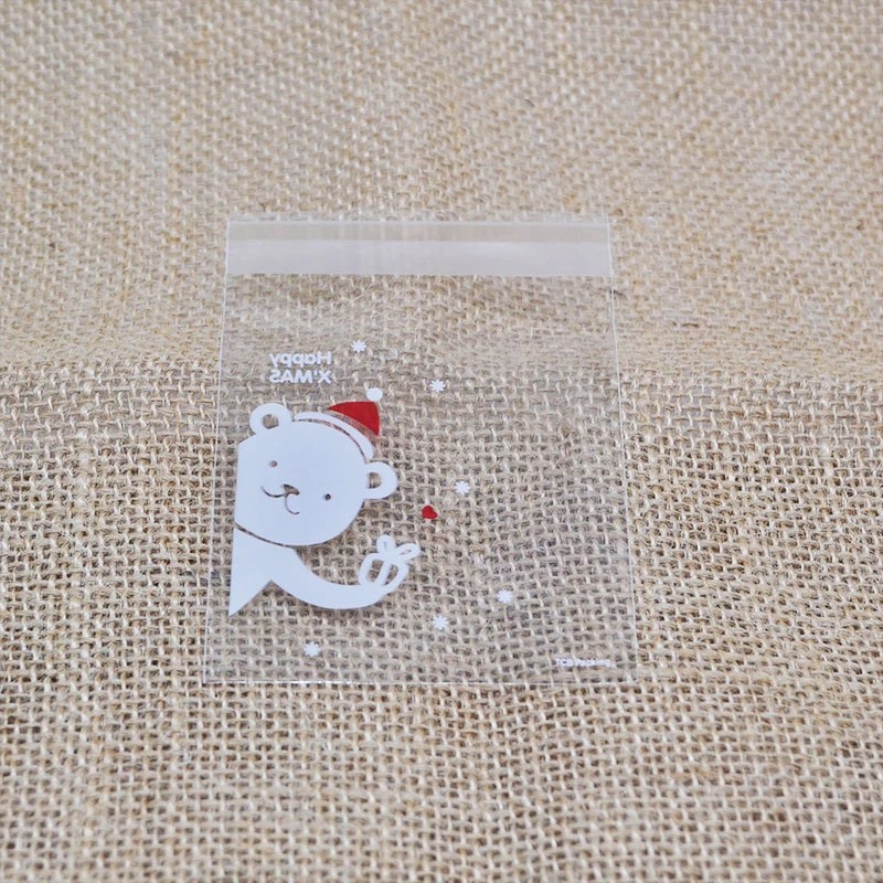100 Chiếc Túi Kẹo Giáng Sinh Nhựa Dễ Thương Quà Tặng Bánh Quy Bao Bì Túi Bánh Quy Ăn Nhẹ Kẹo Bánh Đóng Gói Túi Để Trang Trí Giáng Sinh