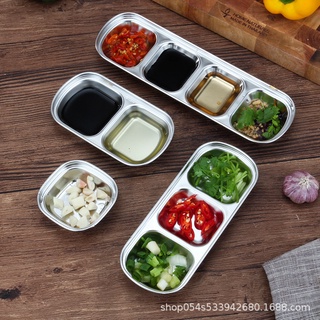 Chén, Đĩa  Hai Ngăn Dùng Đựng Gia Vị Chấm - Inox 304 Mạ Vàng Sang  Trọng -Đựng Tương Ơt