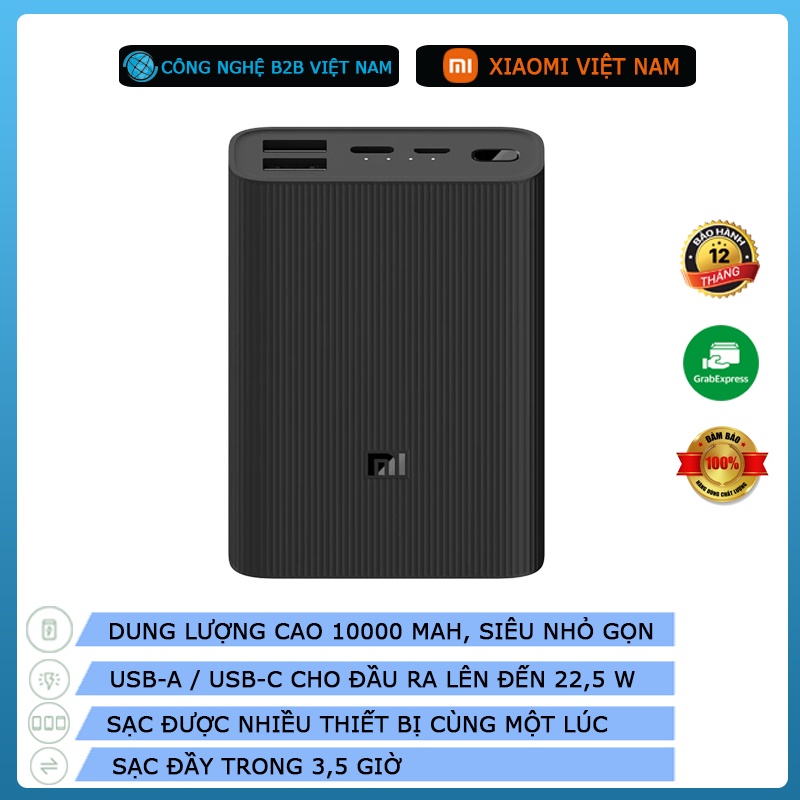 Sạc dự phòng Xiaomi Mi Power Bank 3 Ultra Compact 10000mAh PB1022ZM ...