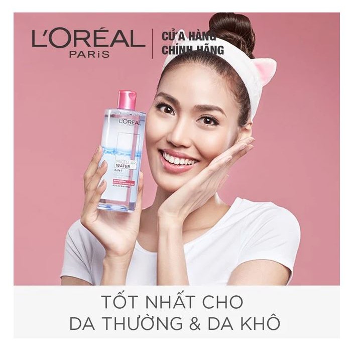 Nước tẩy trang làm sạch, dưỡng ẩm cho mọi loại da Loreal L’Oreal 3-in-1 Micellar Water 400ml