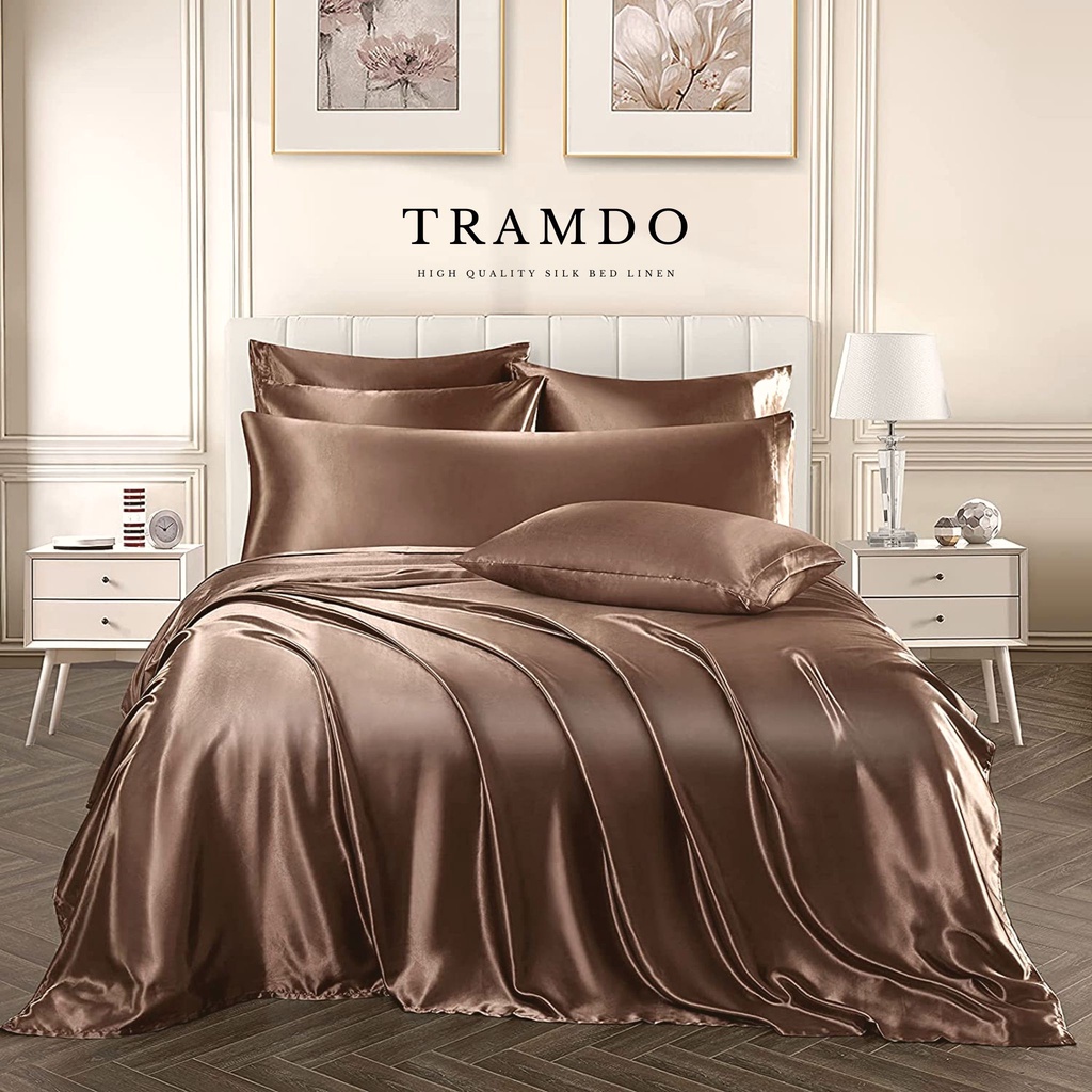 Ảnh Bộ Chăn Ga Gối Lụa Cao Cấp NITE9SILK TRAMDO BEDDING Màu Nâu 1