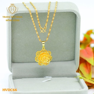 Dây Chuyền Nữ Titan, Vòng Cổ Mặt Hoa Mai Xi Mạ Vàng Non 24k Cao Cấp - Trang Sức Hava Hong Kong