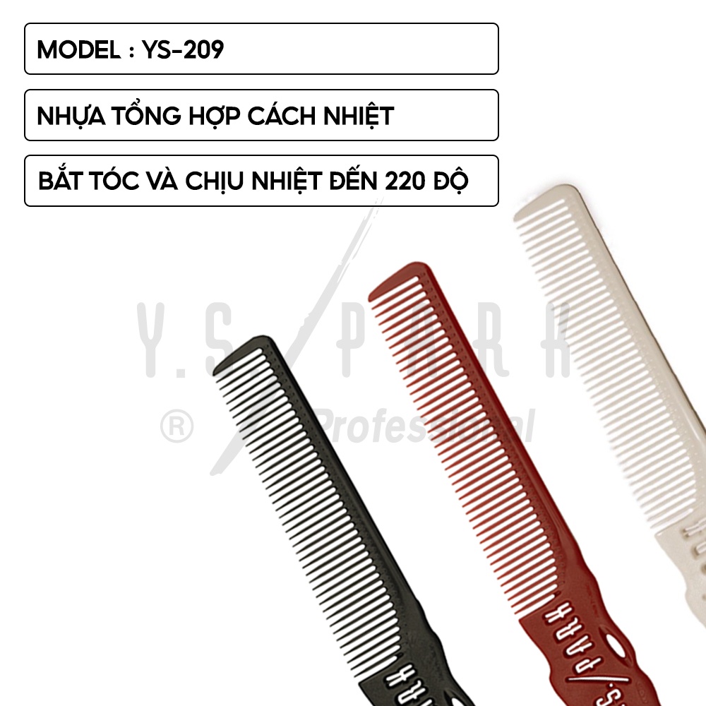 Ảnh Lược kê tông YS PARK YS-209 lược cắt tóc cao cấp chịu nhiệt cho barber - hàng chính hãng nhập khẩu từ Nhật Bản 2
