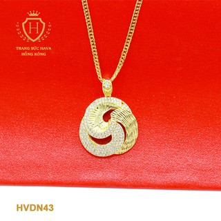 Dây Chuyền, Vòng Cổ Nữ Mặt Đính Đá Màu Trắng Xi Mạ Vàng Non Cao Cấp - Trang Sức Hava Hong Kong