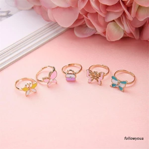Bộ 5 Nhẫn Hoạt Hình Dễ Thương Có Thể Điều Chỉnh Cho Bé Gái