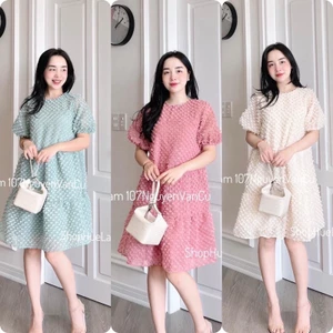Siêu Phẩm Váy Von Bông dệt Nổi Sang Chảnh xinh mê