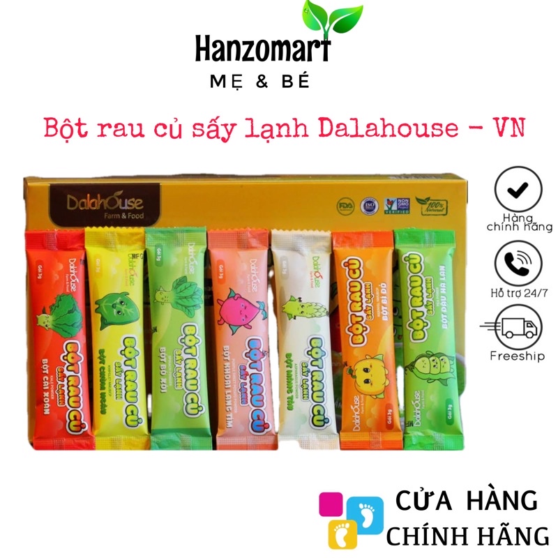 Bột rau củ cho bé ăn dặm sấy lạnh Dalathouse Dalahouse gói 3gr 10gr