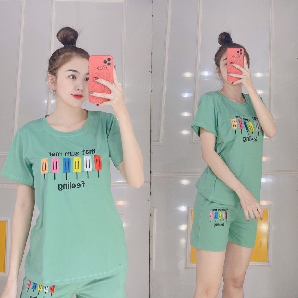 Bộ Quần Áo Nữ Bigsize 43-85kg Thun Cotton Quần Đùi Mùa Hè Mặc Nhà Đi Biển Thể Thao ESHOP BD08