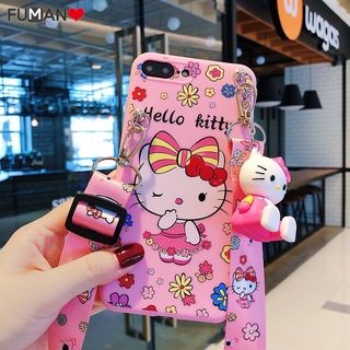 Ốp điện thoại mềm hình hello kitty có gương/dây đeo thích hợp cho iPhone x xs 8 7 6 6s plus
