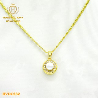 Dây Chuyền, Vòng Cổ Nữ Mặt Đính Đá, Titan Xi Mạ Vàng Non 24k Cao Cấp - Trang Sức Hava Hong Kong
